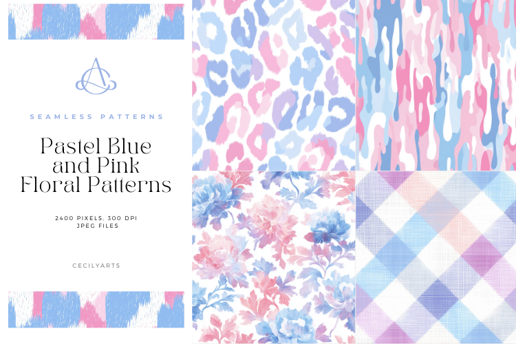 Pastel Blue and Pink Floral Patterns
