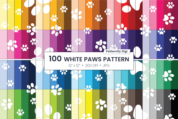 White paws scattered seamless digital paper