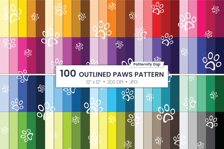 White Paws Seamless Colored Pattern | White Paws Background