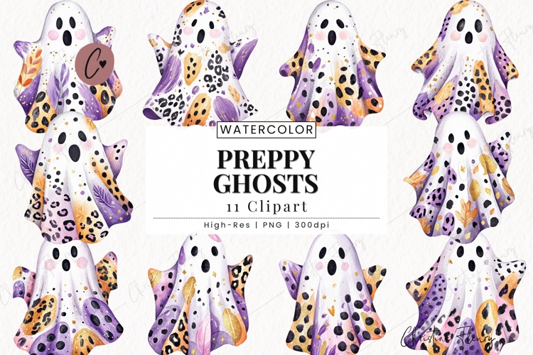 Preppy Ghosts Clipart Bundle