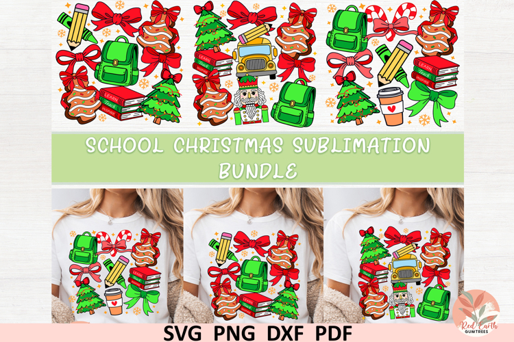 Christmas Preppy school teacher Coquette sublimation bundle