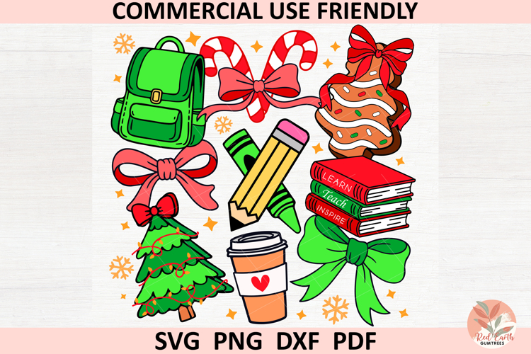 Christmas Preppy school teacher Coquette sublimation PNG SVG