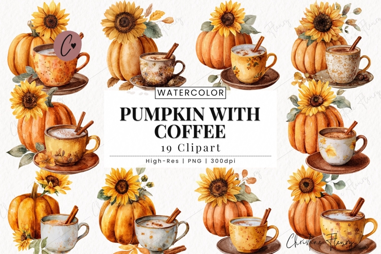 Fall Pumpkin and Coffee Clipart Bundle