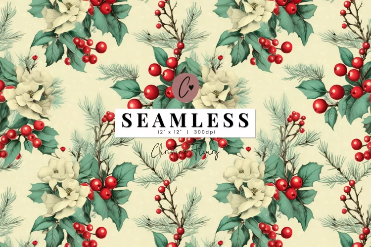 Seamless Vintage Holly Background