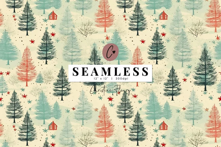 Seamless Vintage Festive Trees Background