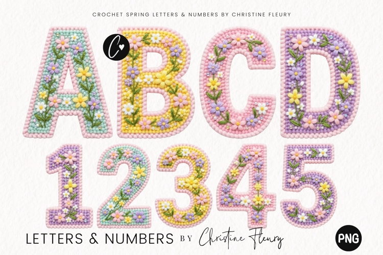 Faux Yarn Spring Alphabet PNG