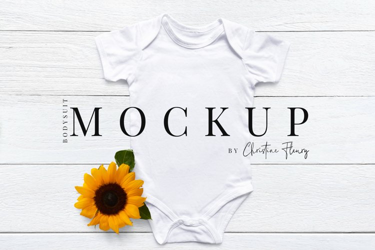 Sunflower Baby Bodysuit Mockup - Fall Mockup example image 1