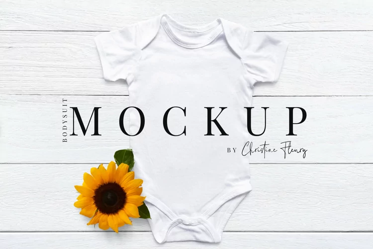 Sunflower Baby Bodysuit Mockup - Fall Mockup