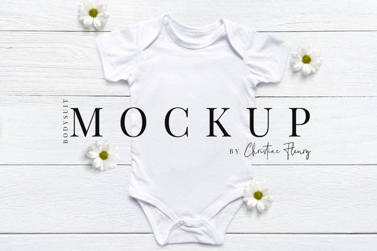 Daisy Flatlay Baby Bodysuit Mockup - Spring Mockup
