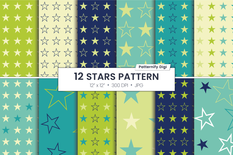 Green And Navy Blue Stars Background | Green Stars Pattern