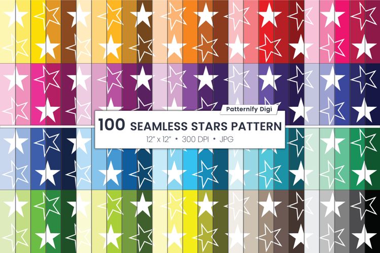 100 Color Seamless Stars Background | Stars Pattern