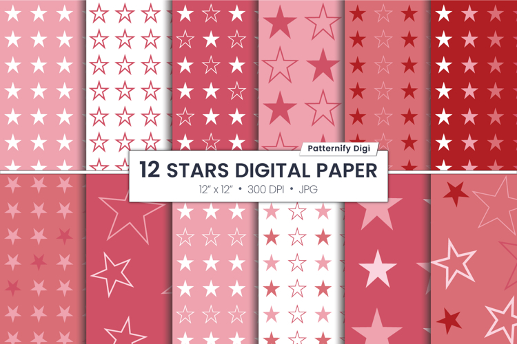 Red Stars Digital Paper - Seamless Patriotic Pattern