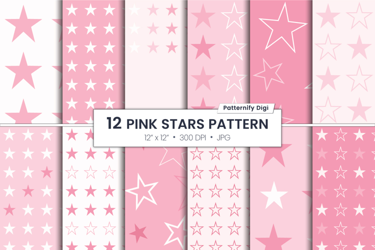 Pink stars digital paper pack