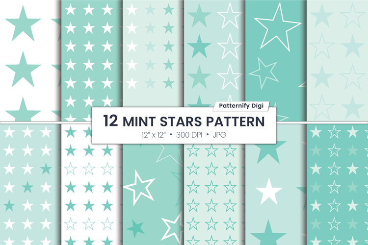 Pastel Mint Stars Background | Seamless Digital Paper