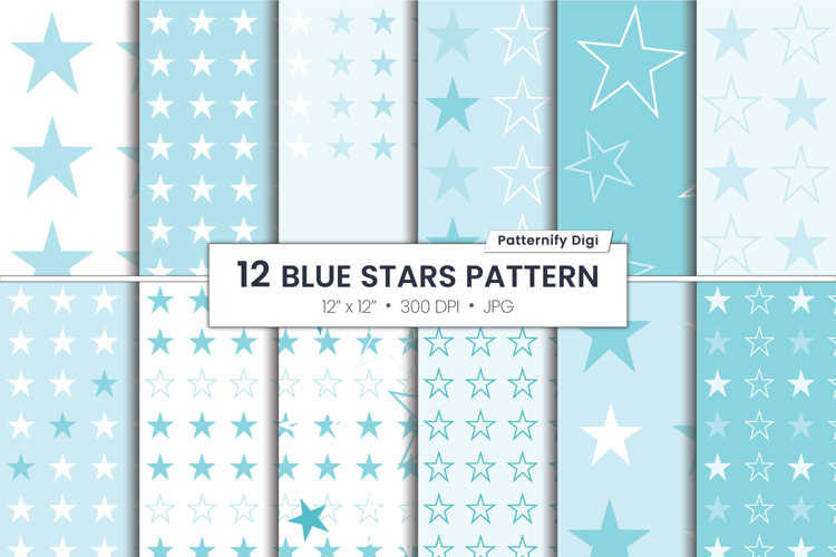 Pastel blue stars seamless backgrounds