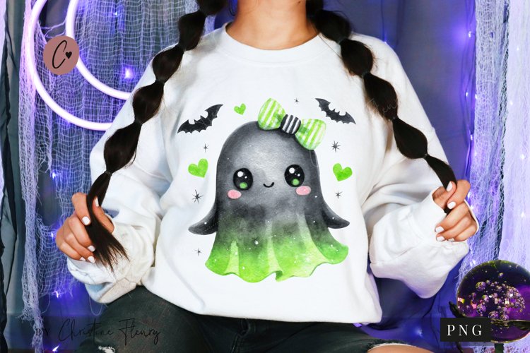 Black Neon Ghost Halloween PNG