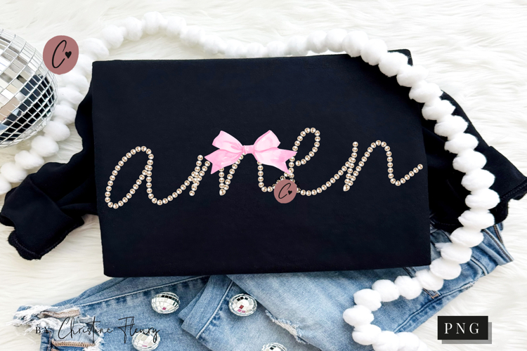Coquette Pearl Amen PNG Design | Christian Png