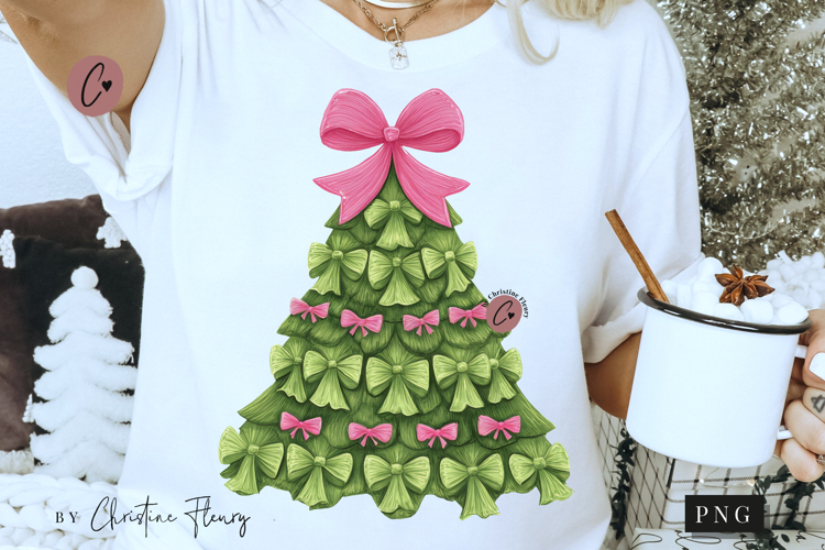 Coquette Bow Christmas Tree PNG
