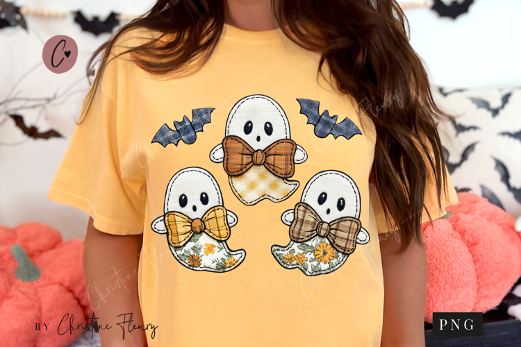 Patchwork Ghost Halloween PNG