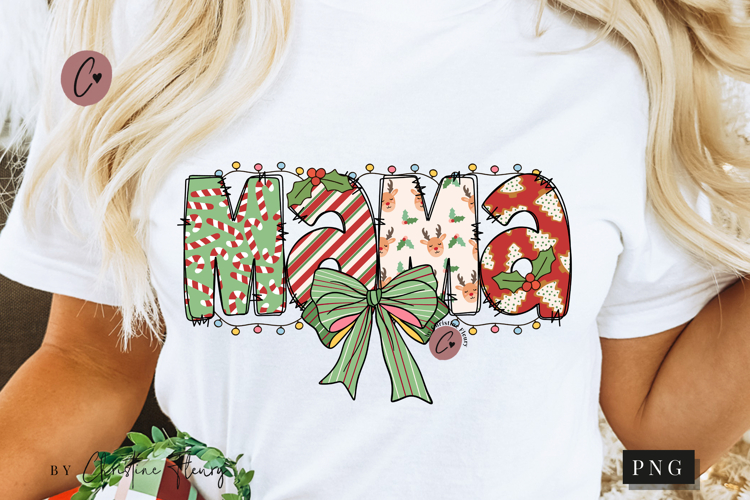 Coquette Christmas Mama PNG
