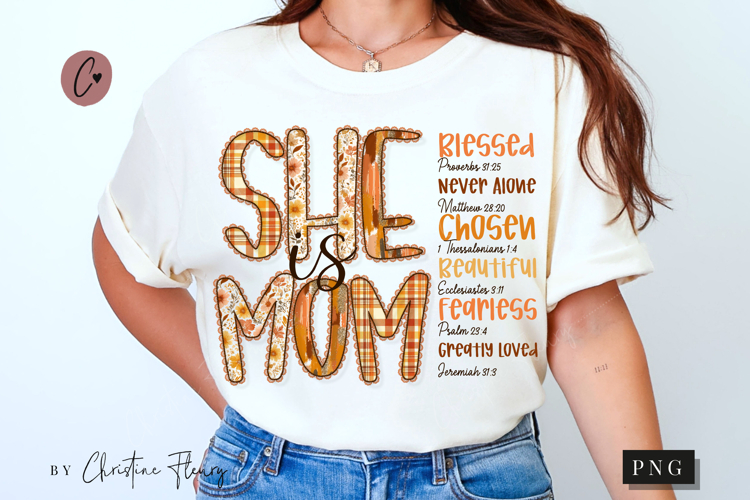 She Is Mom Fall Lace PNG