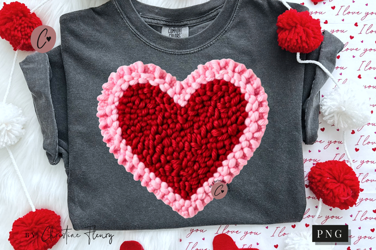 Latch Hook Yarn Valentine Heart PNG