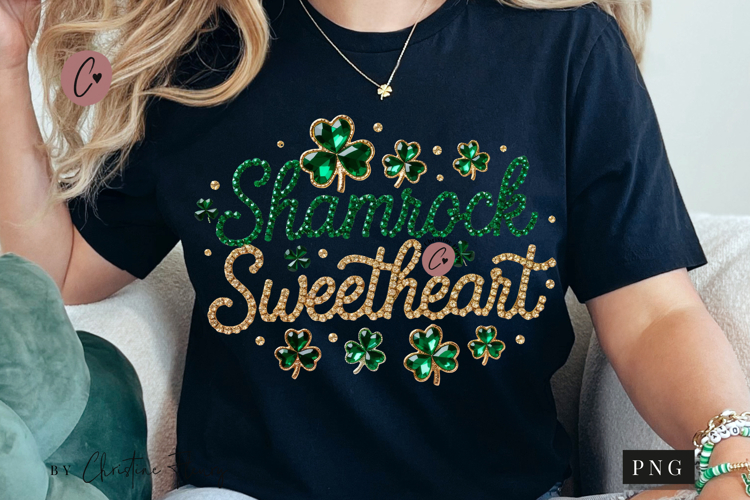Shamrock Sweetheart Rhinestone PNG | St Patricks Day Png
