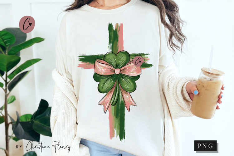Brushstroke Cross Shamrock PNG | Christian Png Sublimation