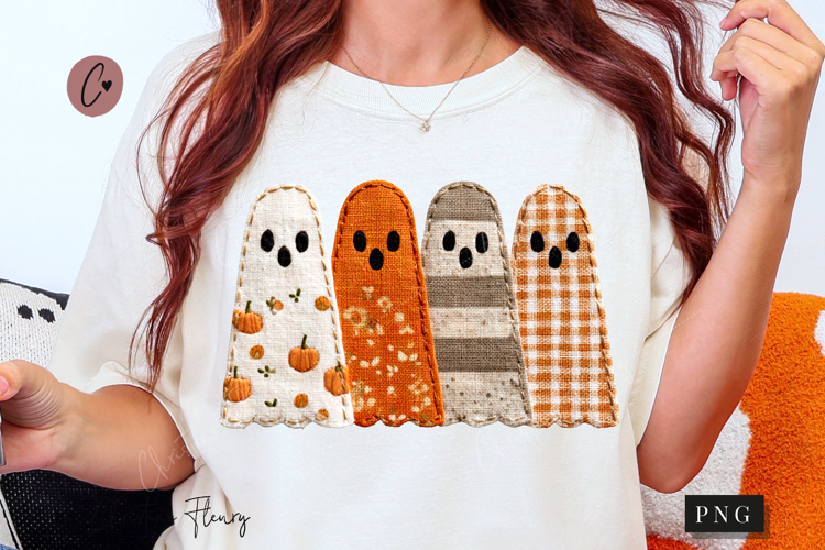 Fall Patchwork Ghost PNG