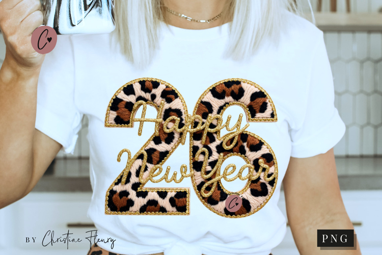 Leopard Print Happy New Year 2026 PNG