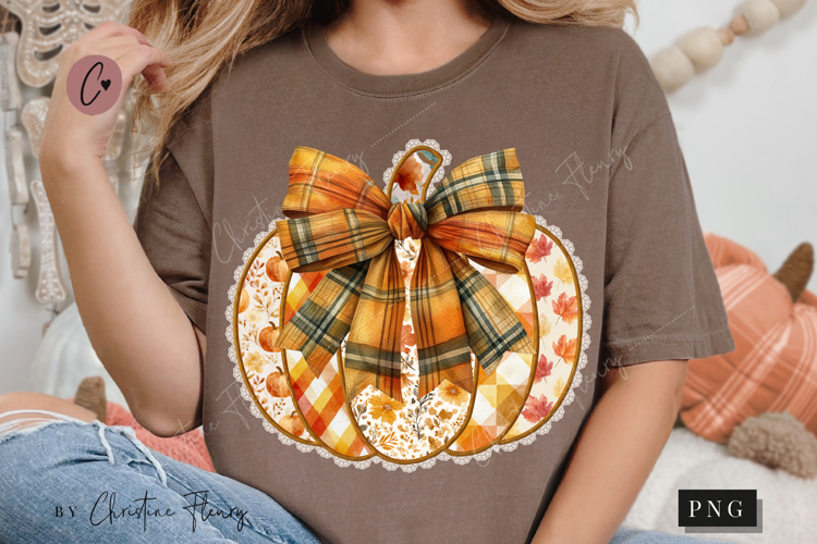 Preppy Floral Fall Pumpkin PNG
