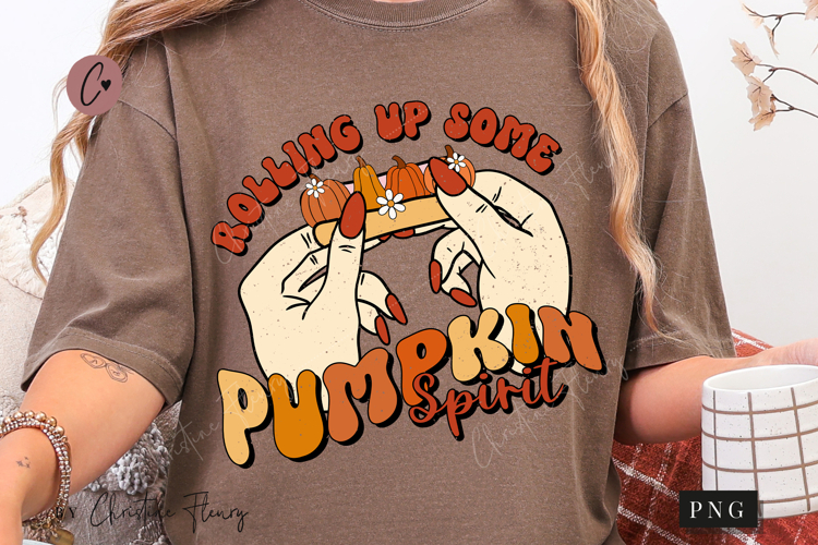 Retro Rolling Up Some Pumpkin Spirit PNG | Fall PNG