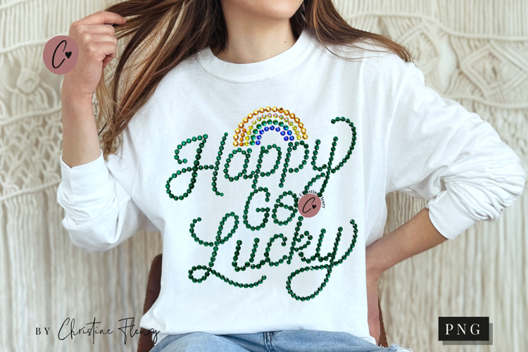 Rhinestone Happy Go Lucky PNG | St Patricks Day Png