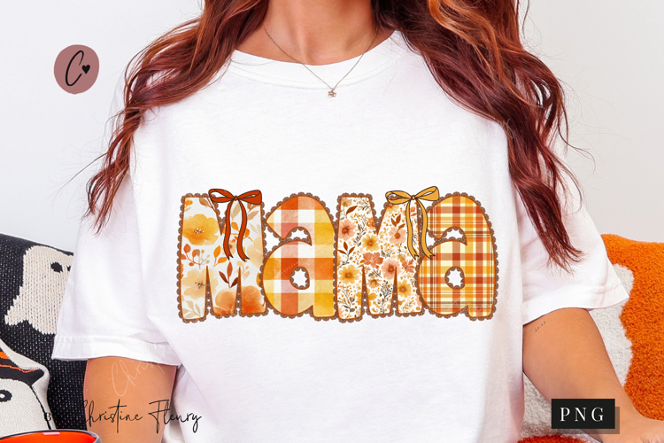 Preppy Floral Fall Mama PNG