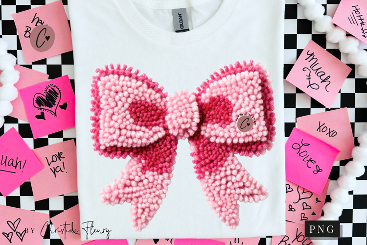 Latch Hook Yarn Valentine Coquette Bow PNG
