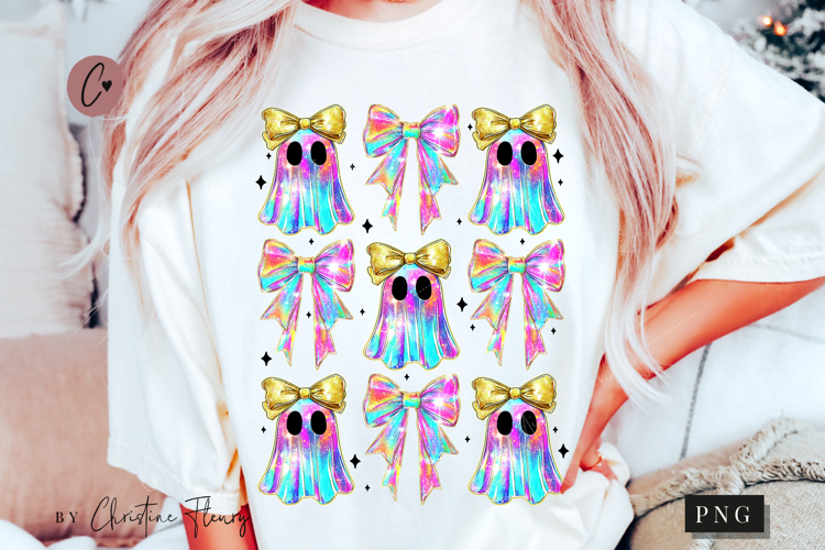 Iridescent Ghost & Bows PNG | Halloween PNG