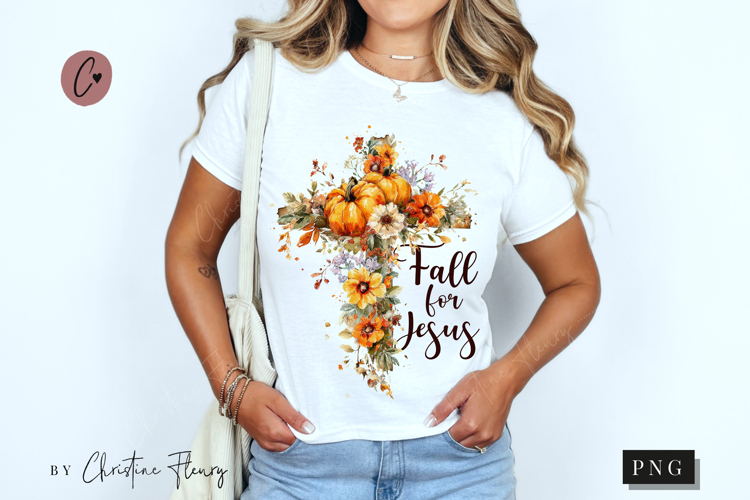 Floral Cross Fall For Jesus PNG