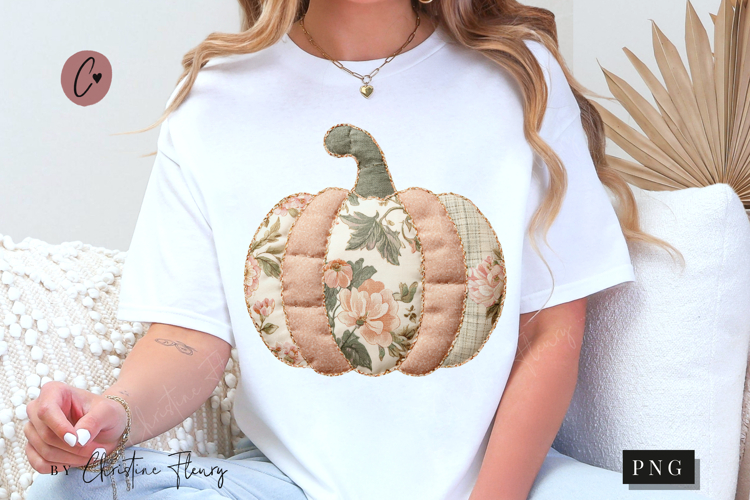 Cottagecore Pumpkin Patchwork PNG