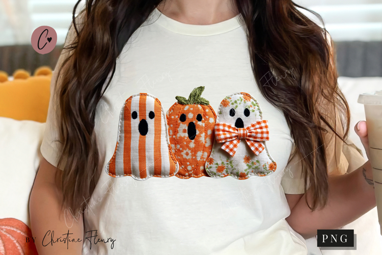 Halloween Patchwork Ghost PNG