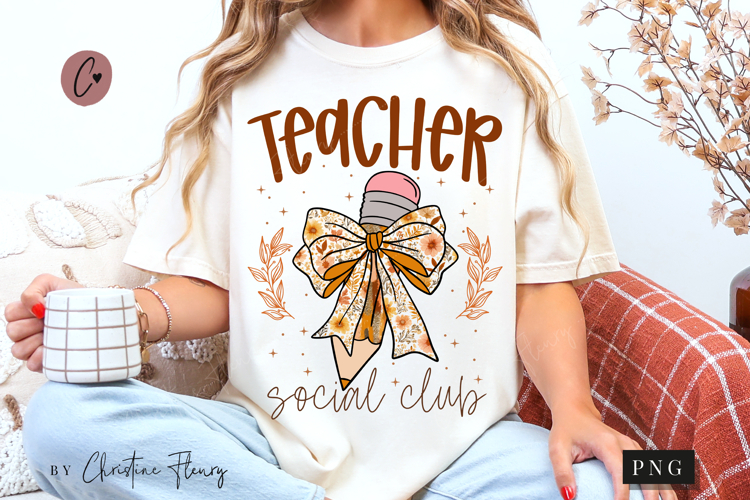 Preppy Fall Teacher Social Club PNG
