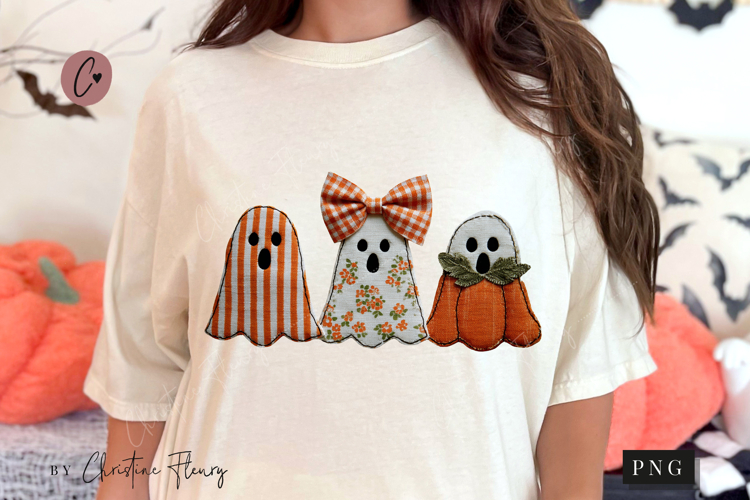 Ghost Patchwork Halloween PNG