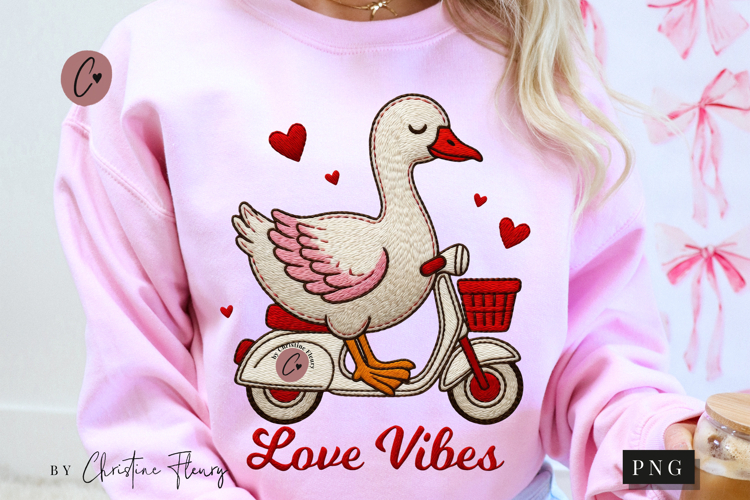 Valentine Goose Love Vibes PNG
