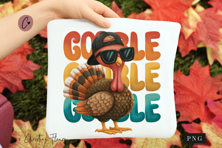 Cute Kids Gobble Turkey PNG