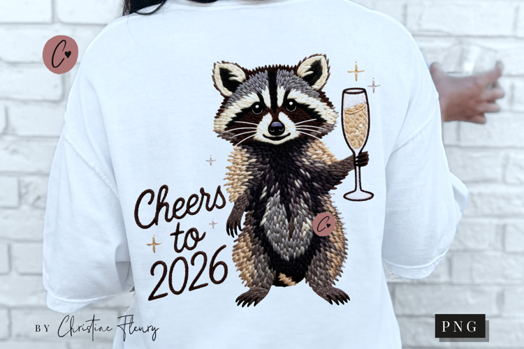 Cheers to 2026 Funny Raccoon PNG