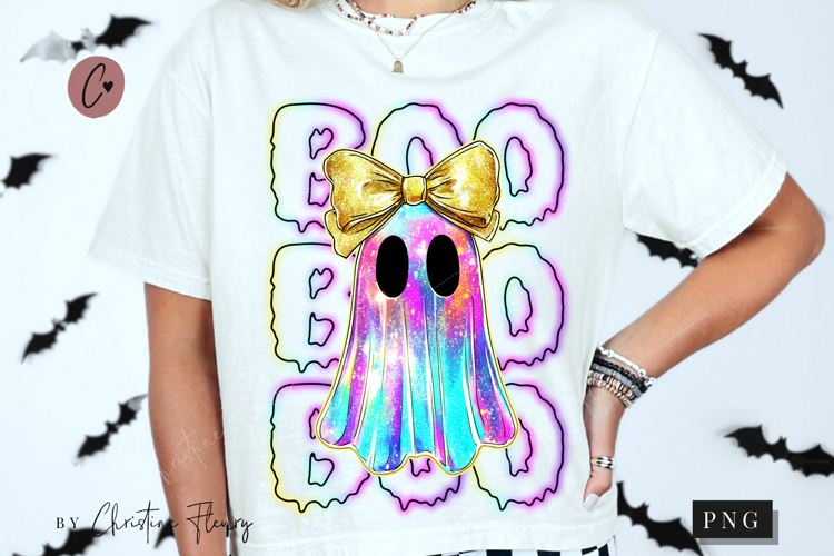 Iridescent Ghost Boo Halloween PNG