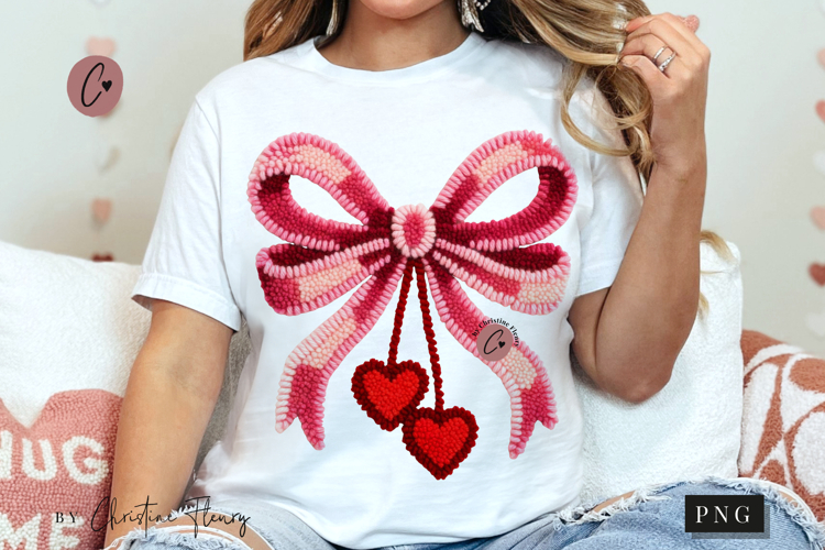 Latch Hook Yarn Valentine Coquette Bow PNG