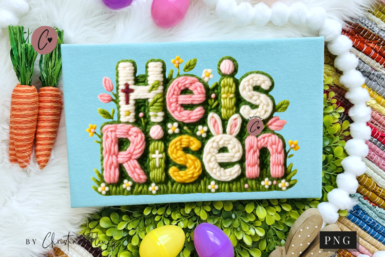 Latch Hook He Is Risen PNG | Easter Png
