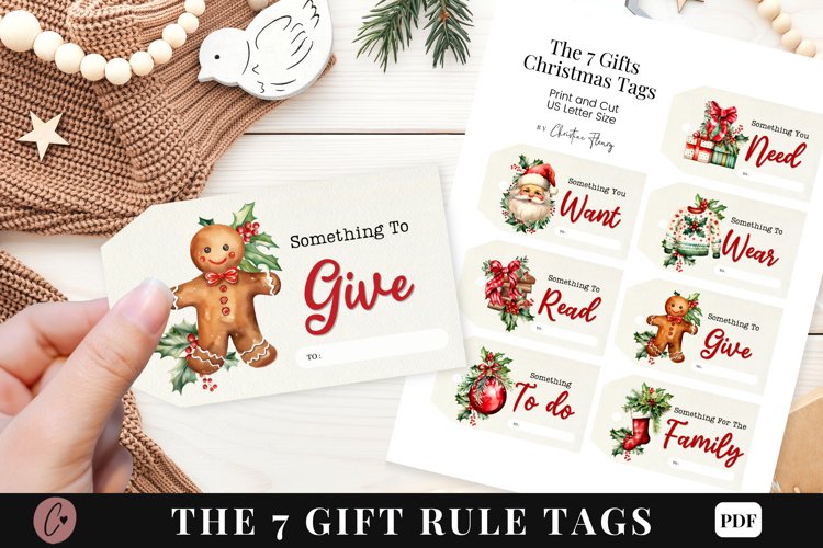 Seven Gift Rule Christmas Gift Tags Printable example image 1