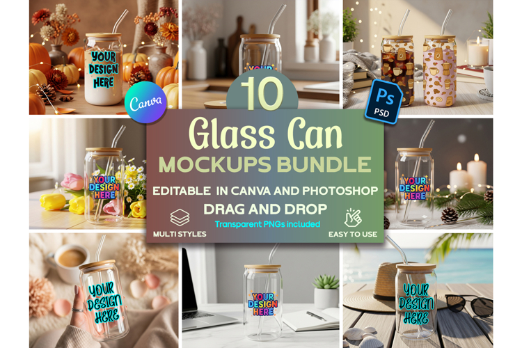 Glass can mockup Bundle