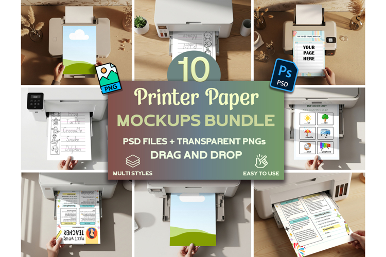 Printer paper mockup bundle